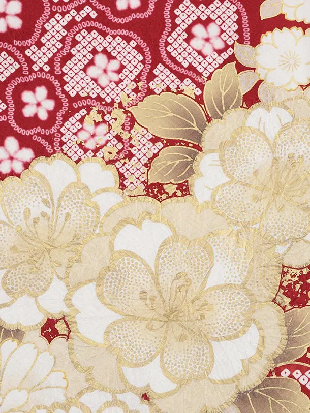 振袖レンタル1553　赤地 桜菊づくし