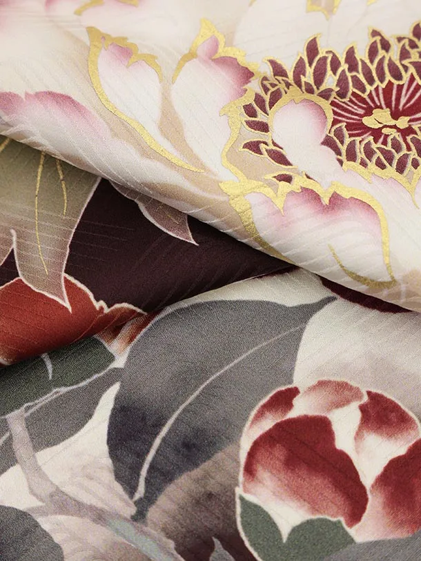 振袖レンタル1554　華徒然 ブラウン地 大牡丹に桜