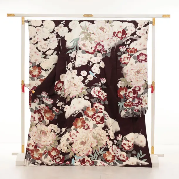 振袖レンタル1554　華徒然 ブラウン地 大牡丹に桜