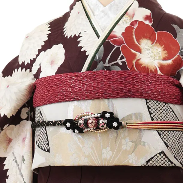 振袖レンタル1554　華徒然 ブラウン地 大牡丹に桜