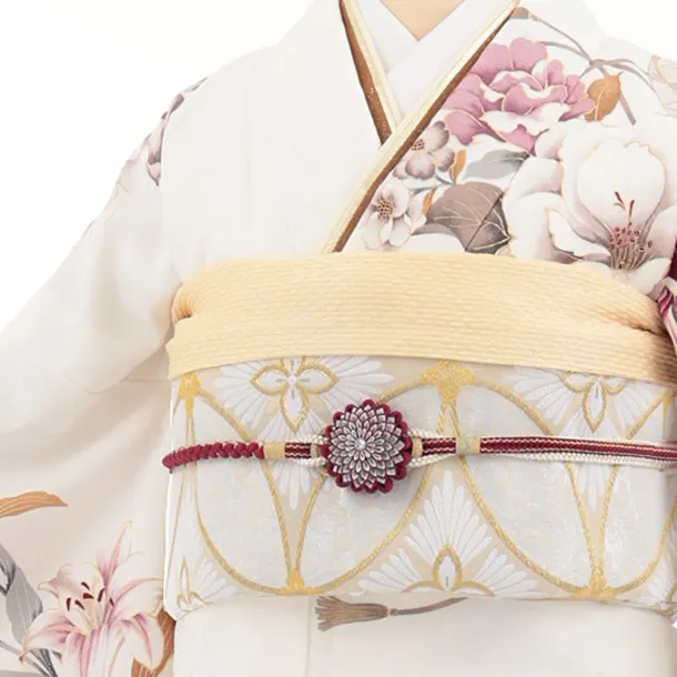 振袖レンタル1557　白地 鞠に牡丹