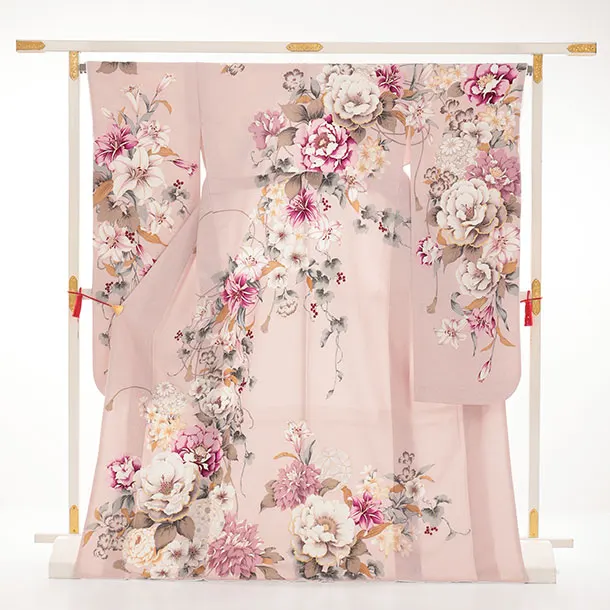 振袖レンタル1559　パープルピンク 鞠に牡丹