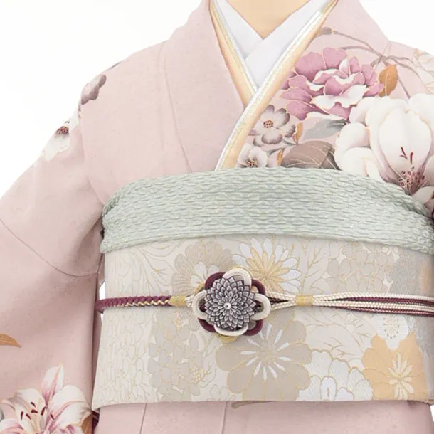 振袖レンタル1559　パープルピンク 鞠に牡丹