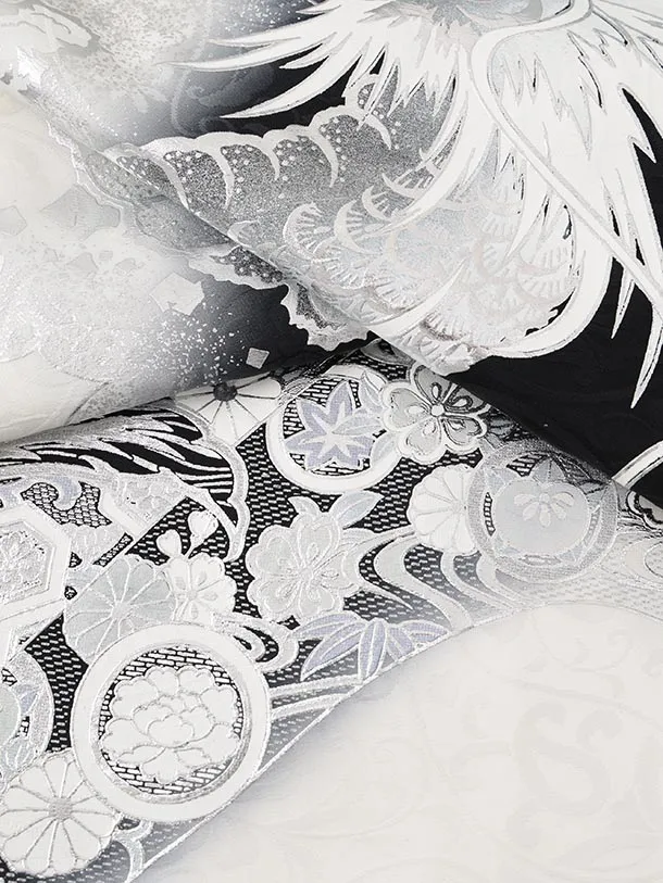 振袖レンタル1561　白黒銀彩龍