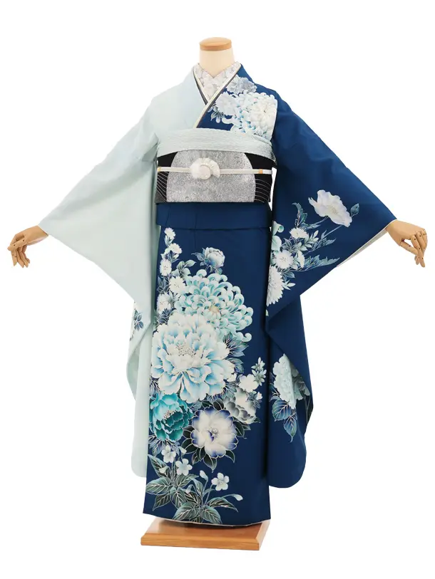 振袖レンタル1562　華徒然 水色青牡丹花づくし