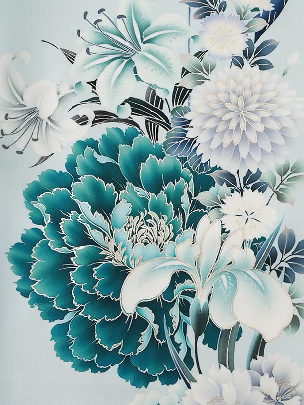 振袖レンタル1562　華徒然 水色青牡丹花づくし