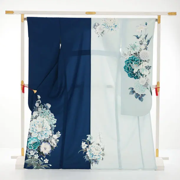 振袖レンタル1562　華徒然 水色青牡丹花づくし