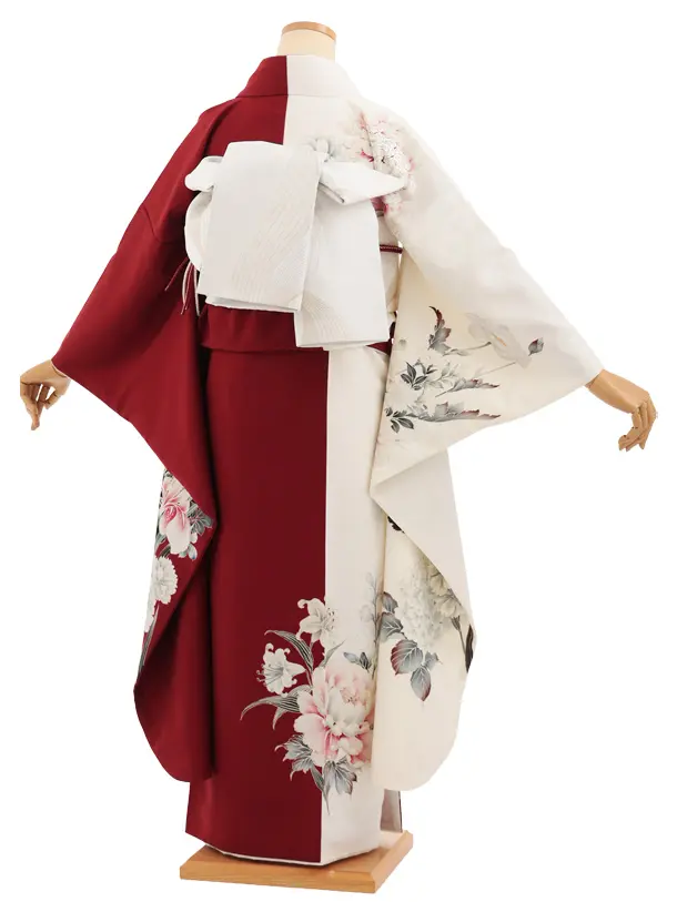 振袖レンタル1563　華徒然 アイボリー赤