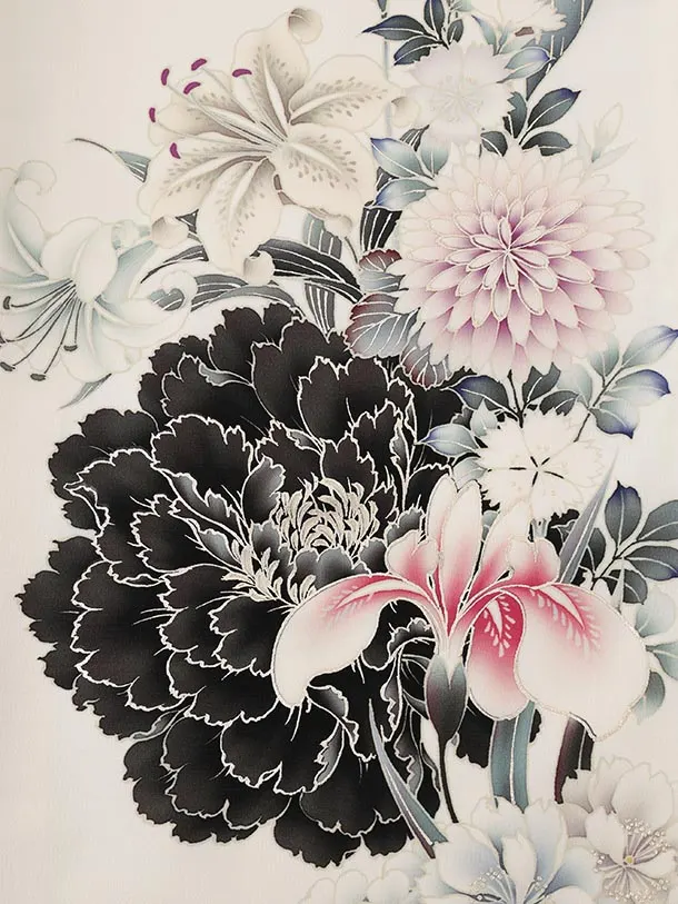 振袖レンタル1563　華徒然 アイボリー赤