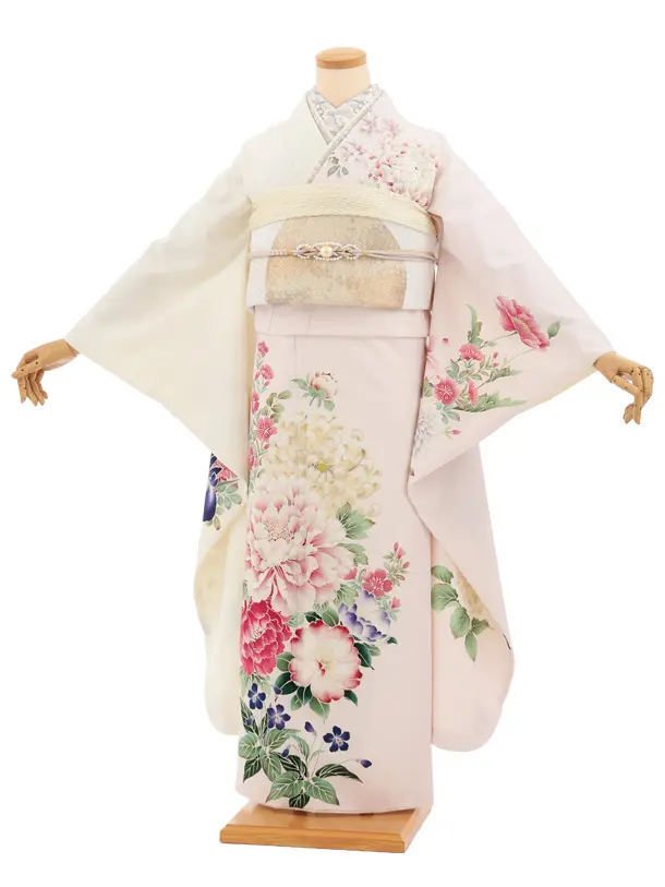 振袖レンタル1564　華徒然 クリームピンク