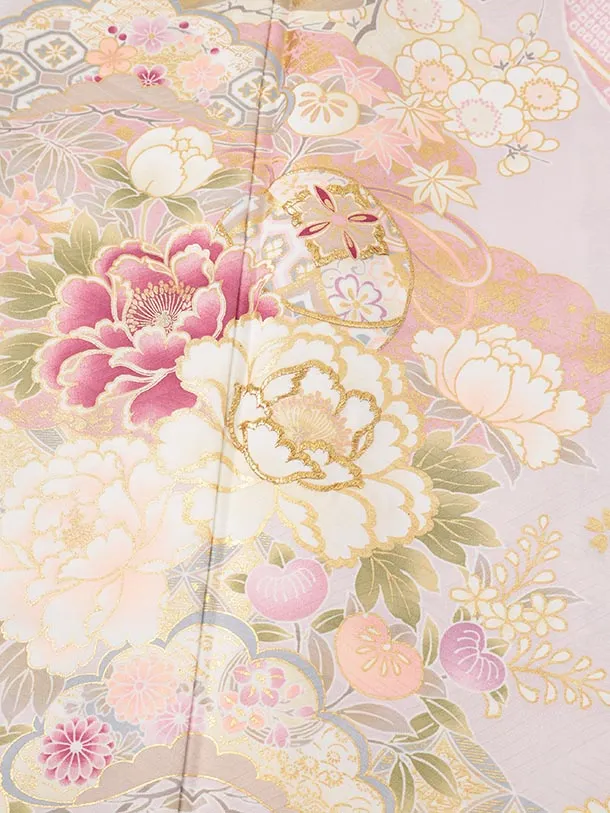 振袖レンタル1565　ラベンダー まり牡丹四季花