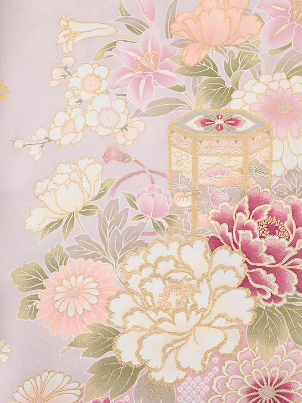 振袖レンタル1565　ラベンダー まり牡丹四季花