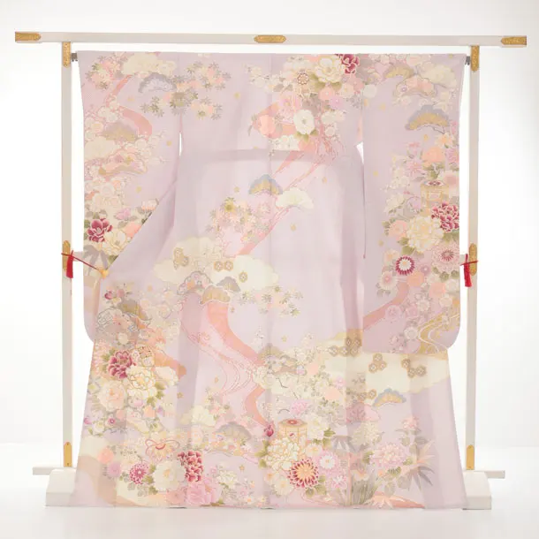 振袖レンタル1565　ラベンダー まり牡丹四季花