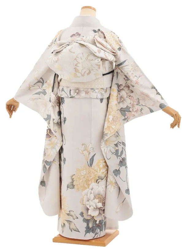 振袖レンタル1568　グレージュ まり花