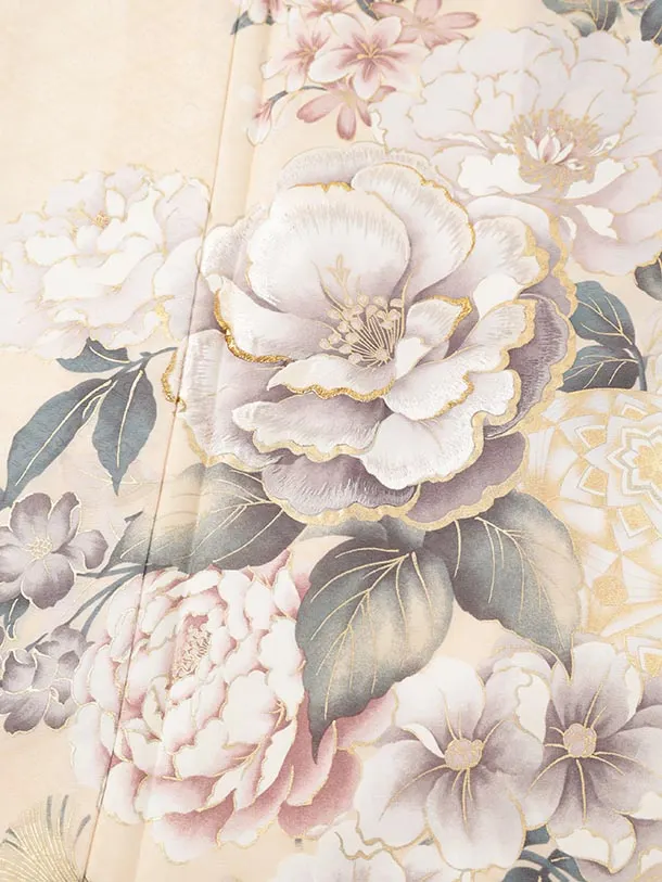 振袖レンタル1570　クリームベージュ まり花