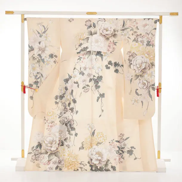 振袖レンタル1570　クリームベージュ まり花