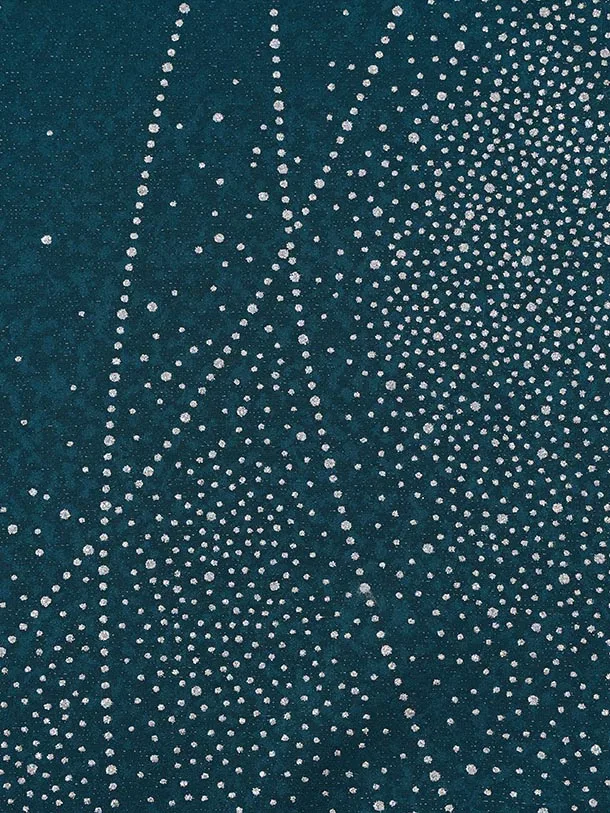 振袖レンタル1571　ブルーグリーン ラインストーンラメ