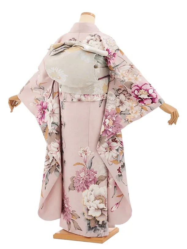 振袖レンタル1574　パープルピンク 鞠に牡丹