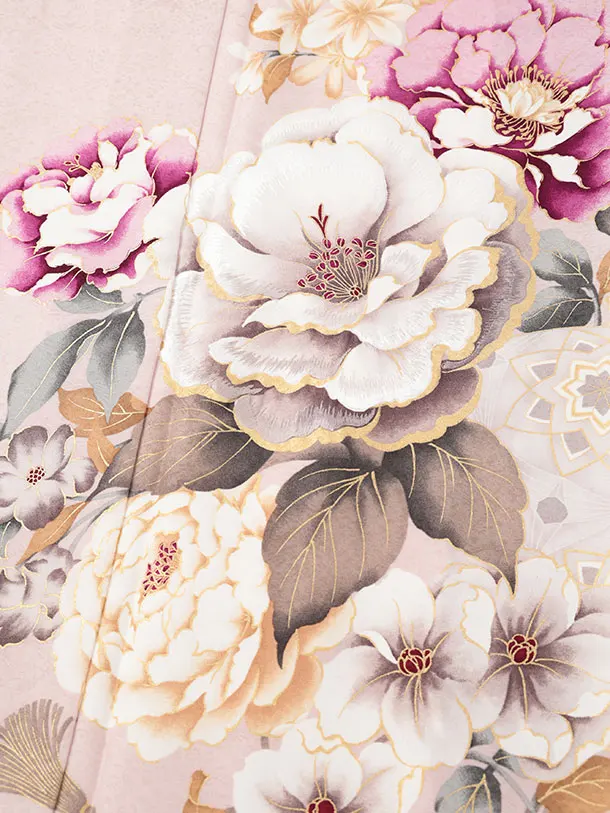 振袖レンタル1574　パープルピンク 鞠に牡丹