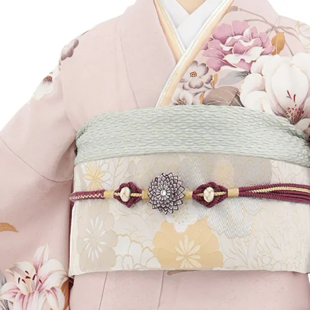 振袖レンタル1574　パープルピンク 鞠に牡丹