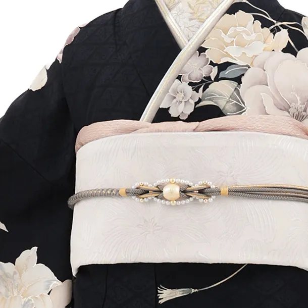 振袖レンタル1578　紺地 まり花