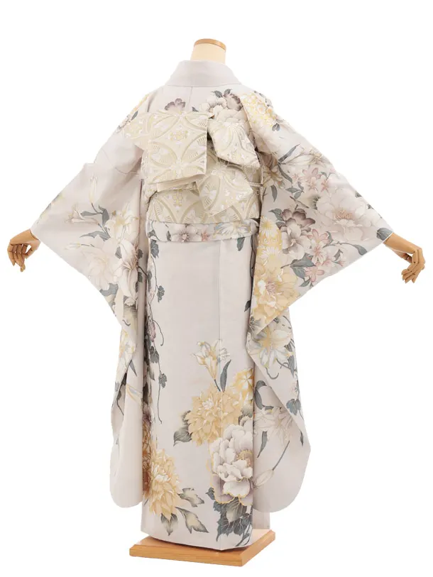 振袖レンタル1579　グレージュ まり花