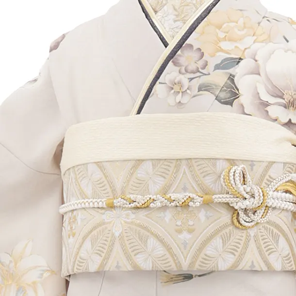 振袖レンタル1579　グレージュ まり花