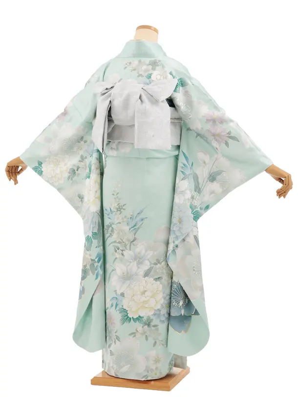 振袖レンタル1582　ペールグリーン 花づくし