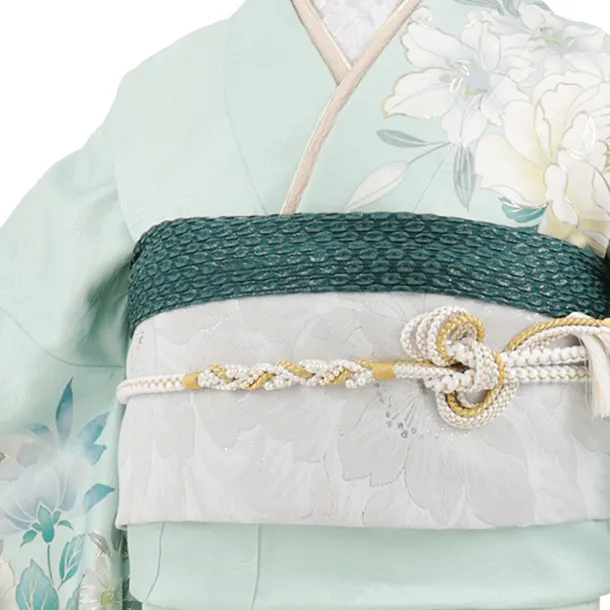 振袖レンタル1582　ペールグリーン 花づくし