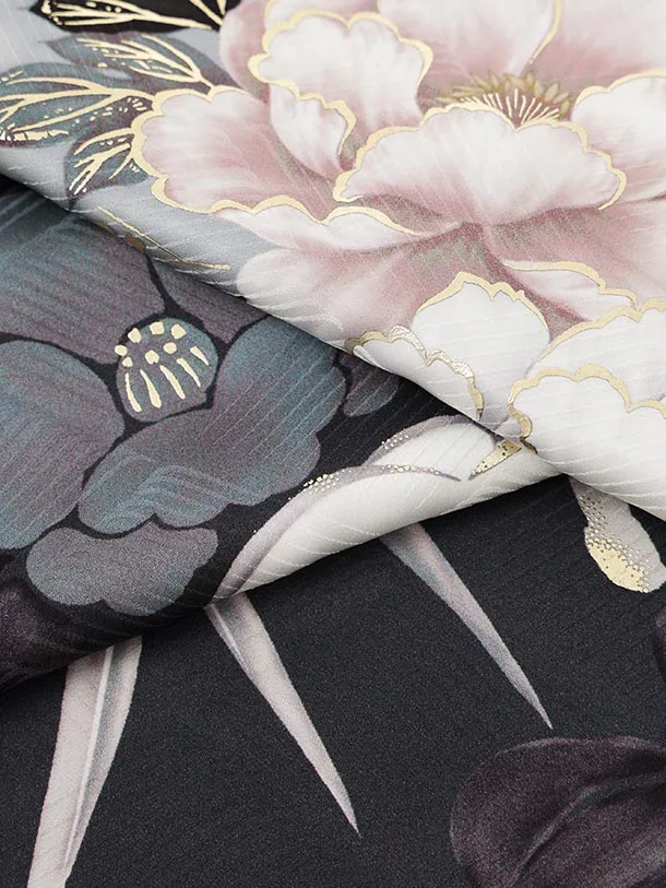 振袖レンタル1585　グレイッシュパープル 松竹梅にぼたん