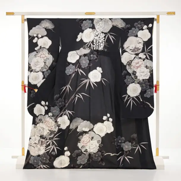 振袖レンタル1585　グレイッシュパープル 松竹梅にぼたん