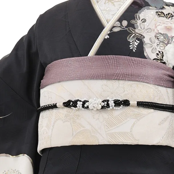 振袖レンタル1585　グレイッシュパープル 松竹梅にぼたん