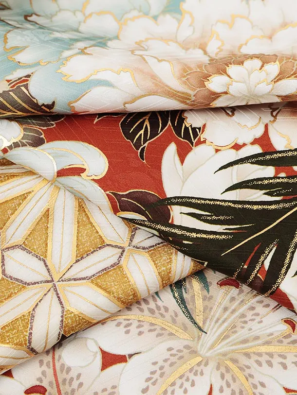 振袖レンタル1588　テラコッタ ぼたんに羽根