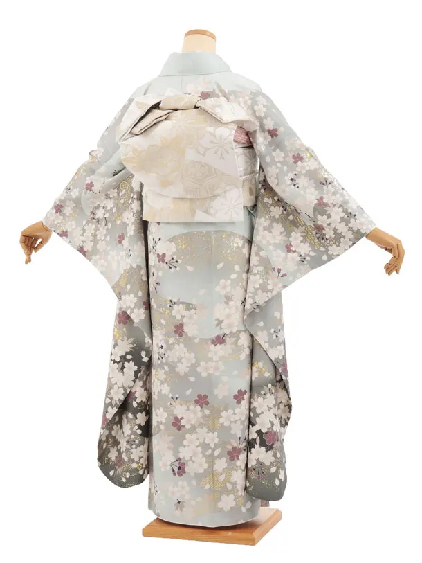振袖レンタル1589　アイスグリーン 桜