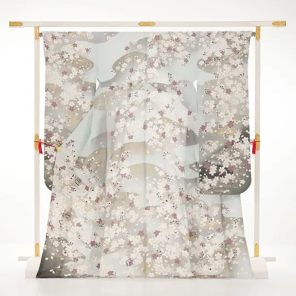 振袖レンタル1589　アイスグリーン 桜