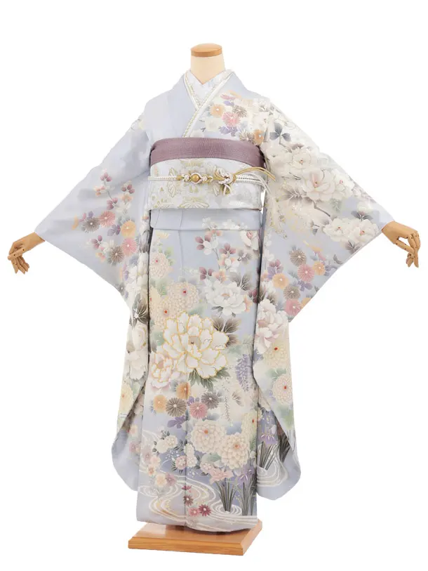 振袖レンタル1591　ペールパープル 花づくし