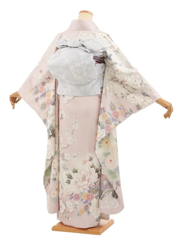 振袖レンタル1592　ペールピンク 花づくし