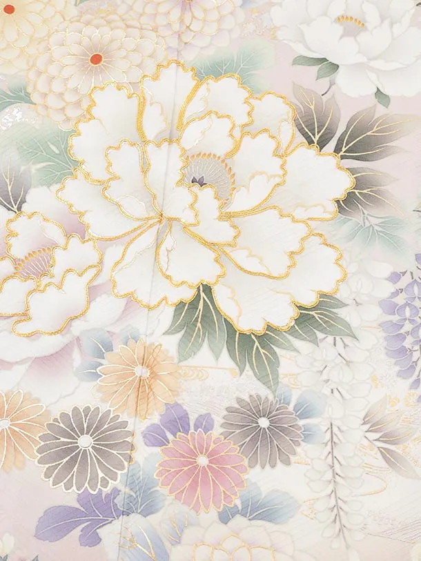 振袖レンタル1592　ペールピンク 花づくし