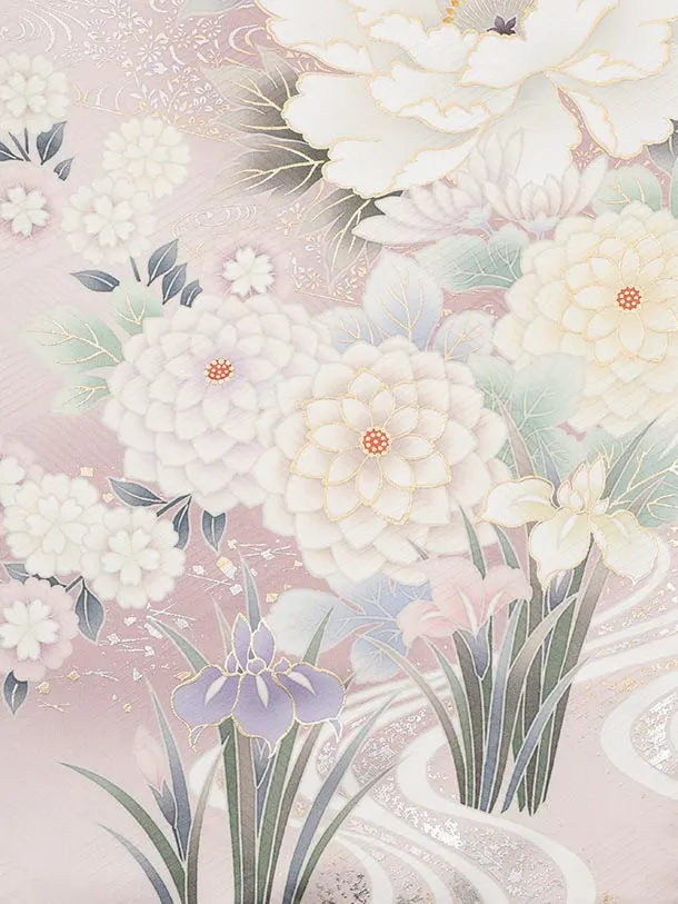 振袖レンタル1592　ペールピンク 花づくし