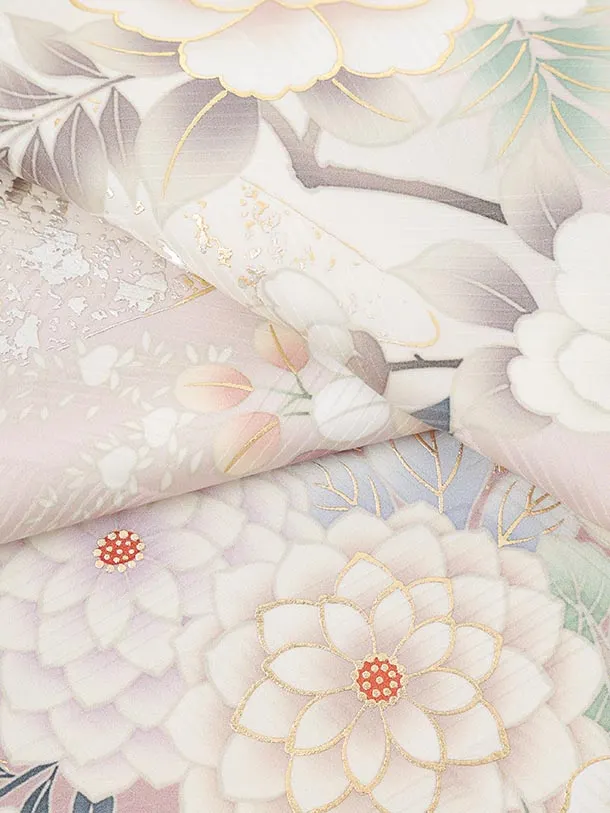 振袖レンタル1592　ペールピンク 花づくし