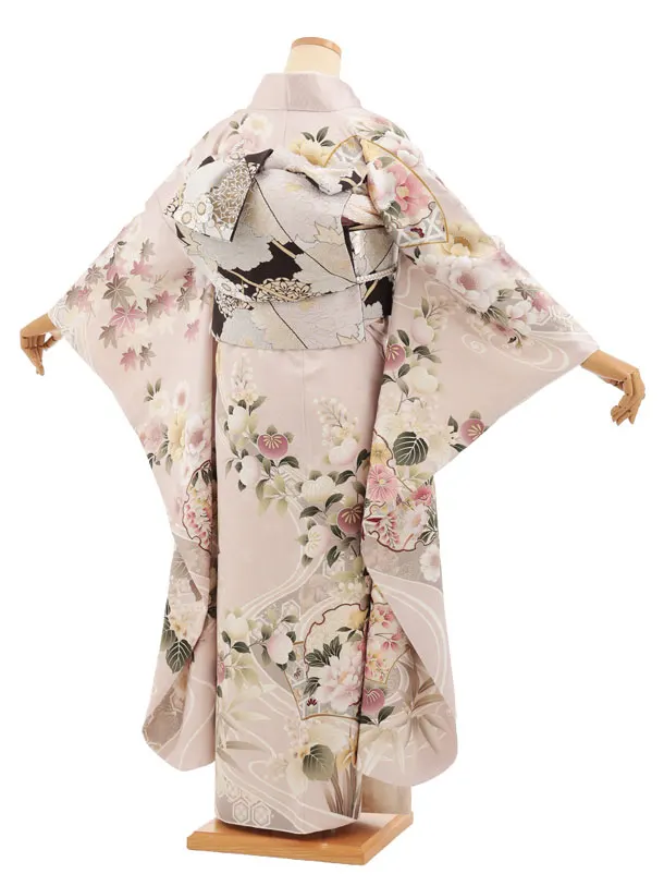 振袖レンタル1596　ペールピンク 雪輪に花