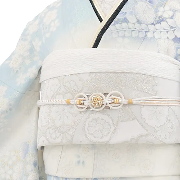 振袖レンタル1600　水色 白ぼかしラメ 辻が花調