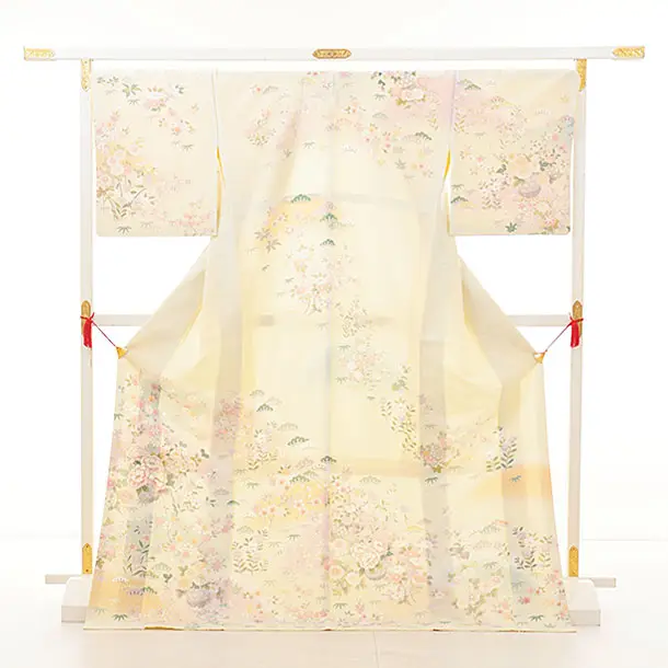 訪問着t1347 クリームベージュ花かご(化繊)トールサイズ