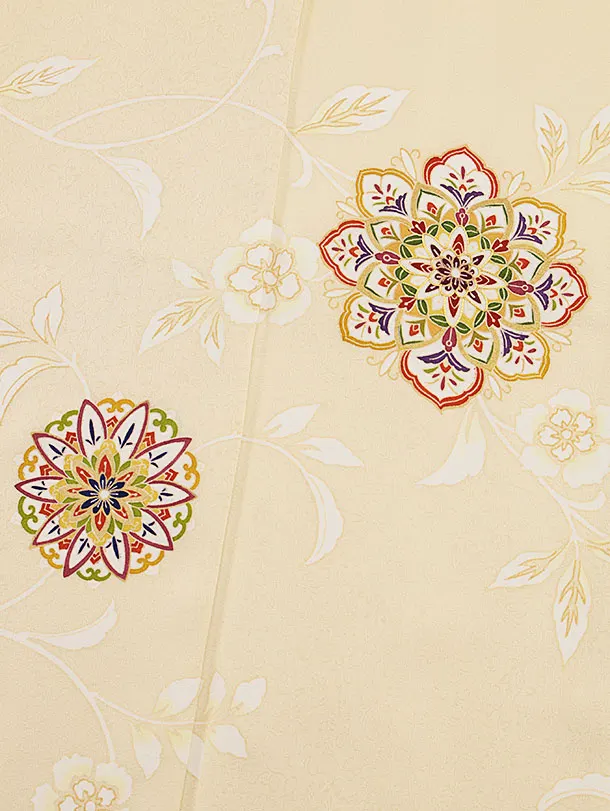 訪問着t1368 クリーム色 唐花