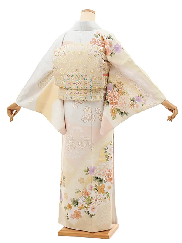 訪問着t1397 薄水色 花づくし