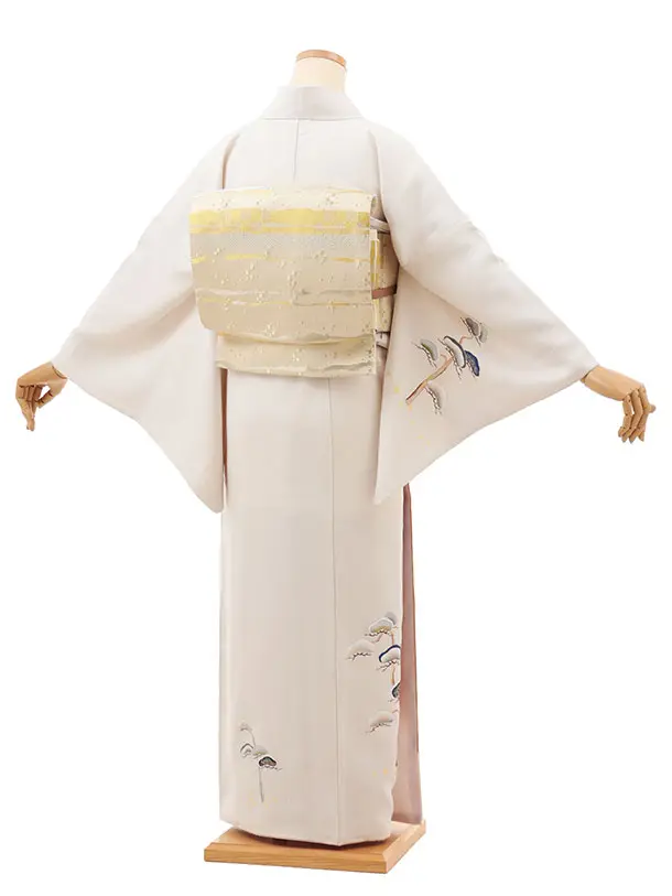 訪問着t1434  薄グレー地 松