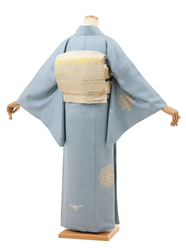 訪問着t1438  アイスグレー地 金彩唐花