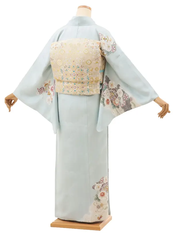 訪問着t1460 ペールブルー 宝尽くし花