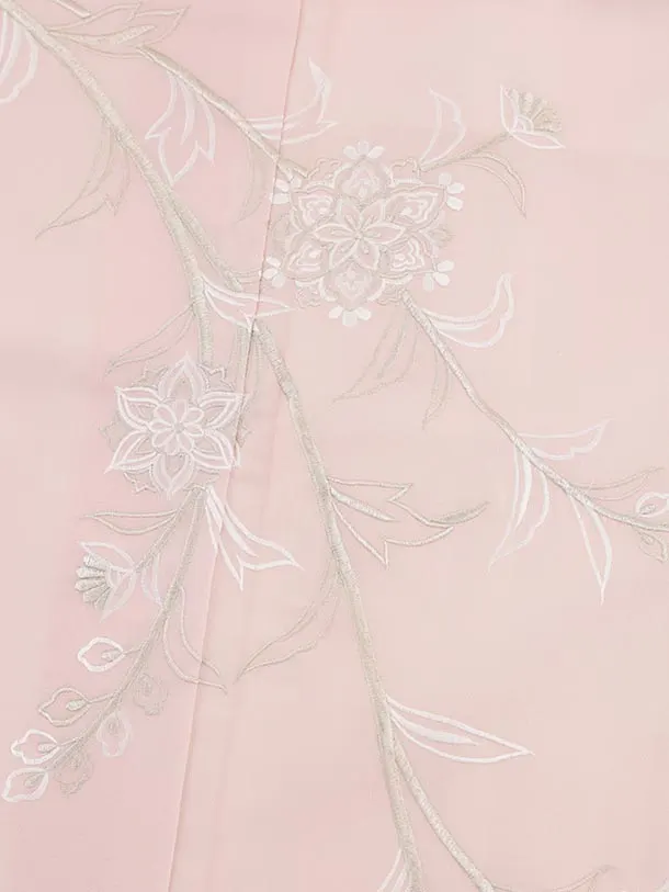 訪問着t1476 式部浪漫 ピンク刺繍 唐花 (化繊)