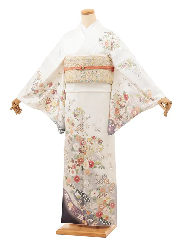 訪問着tt1482 白地 流水に桜菊(トールサイズ)